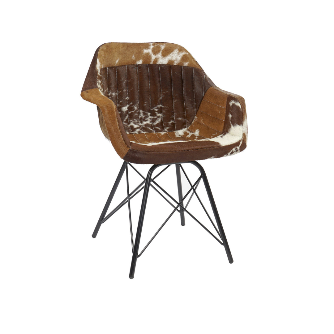 SET 2 SILLAS PIEL VACA MARRON