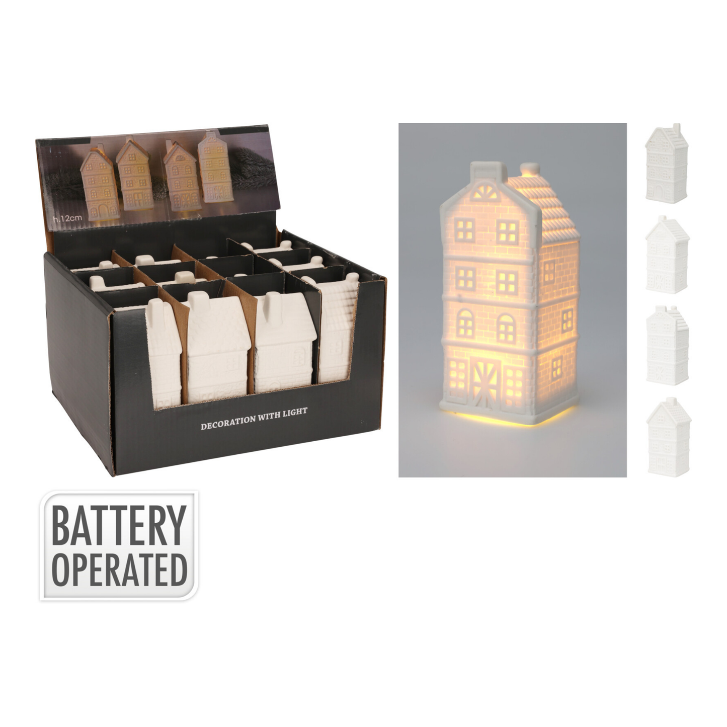 CASA NAVIDAD BLANCA CON LED 12CM