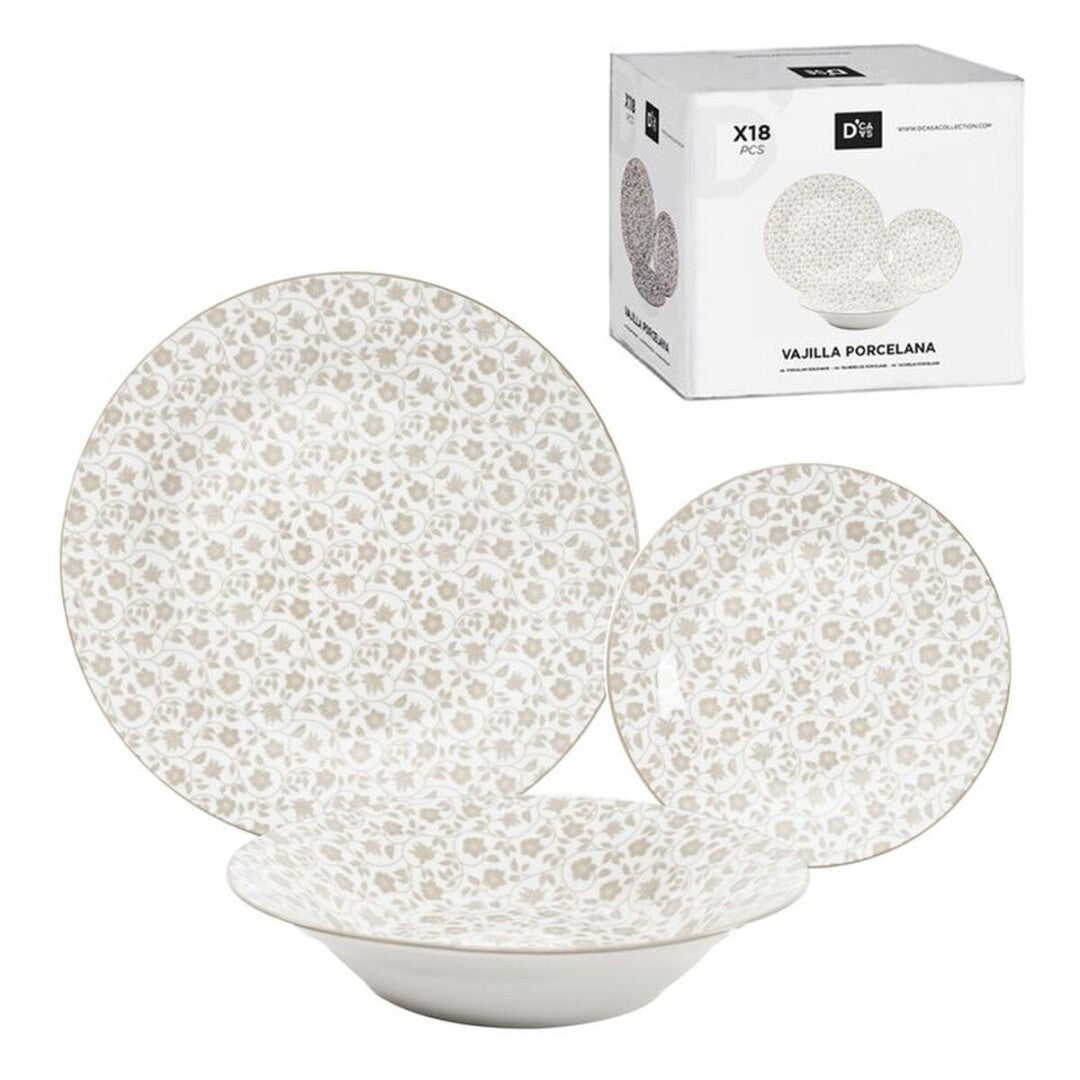 PLATOS PORCELANA FLOR BEIGE