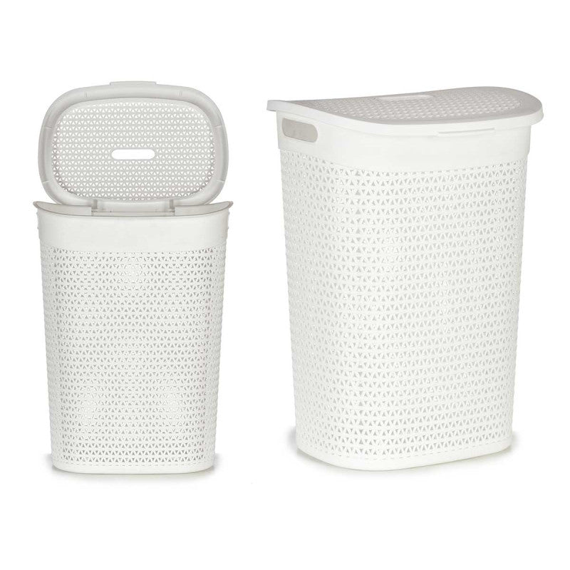CESTO ROPA CON TAPA BLANCO 60L
