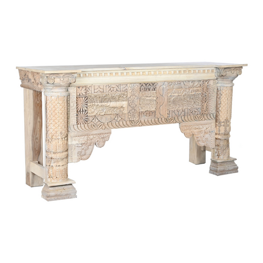 CONSOLA MADERA DE MANGO ENVEJECIDO BLANCO
