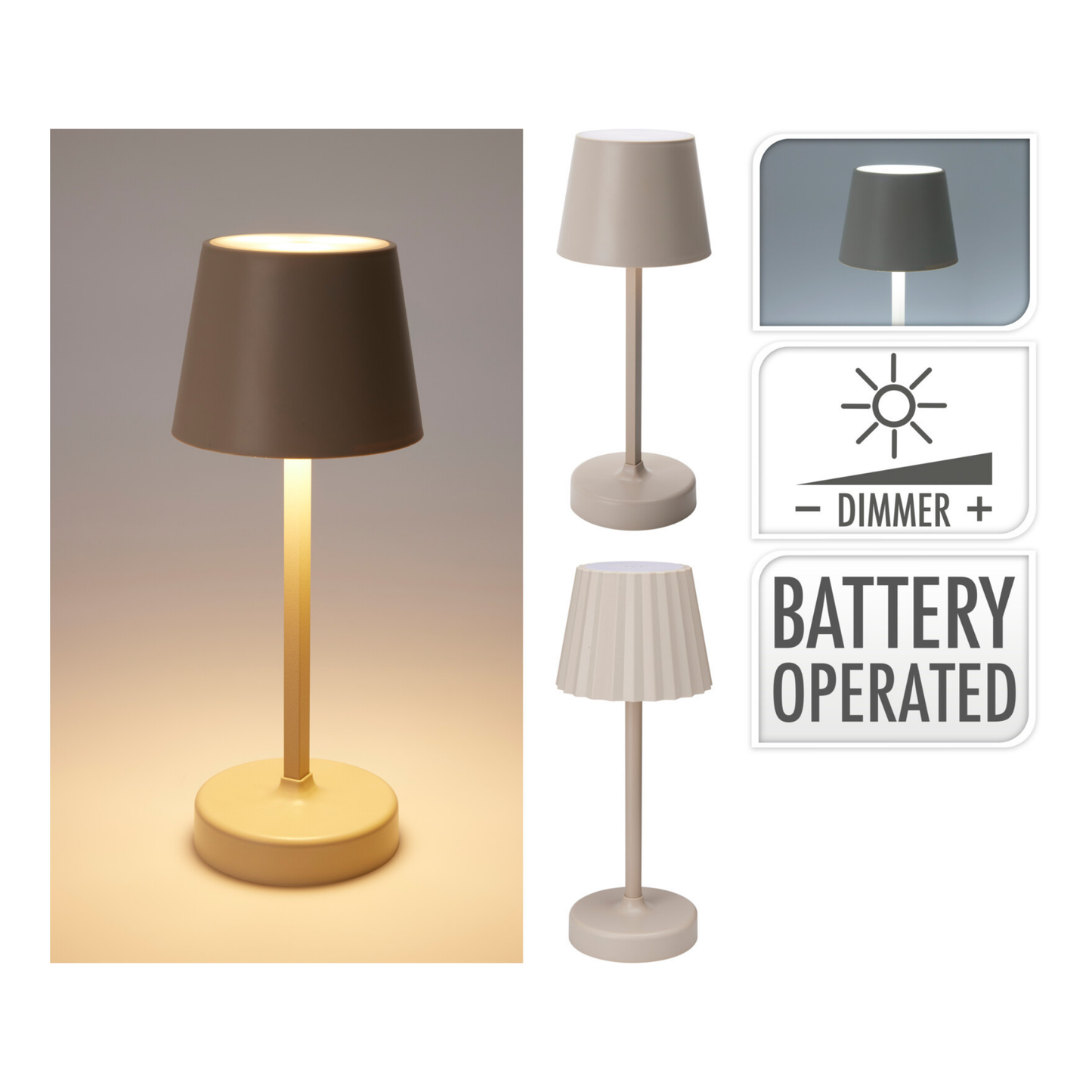 LAMPARA TACTIL CREMA 10X26CM