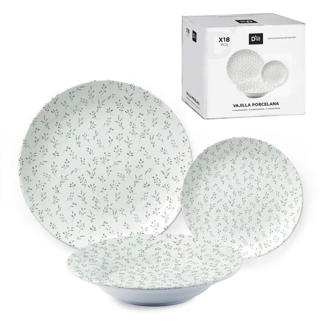 PLATOS PORCELANA FLOR VERDE