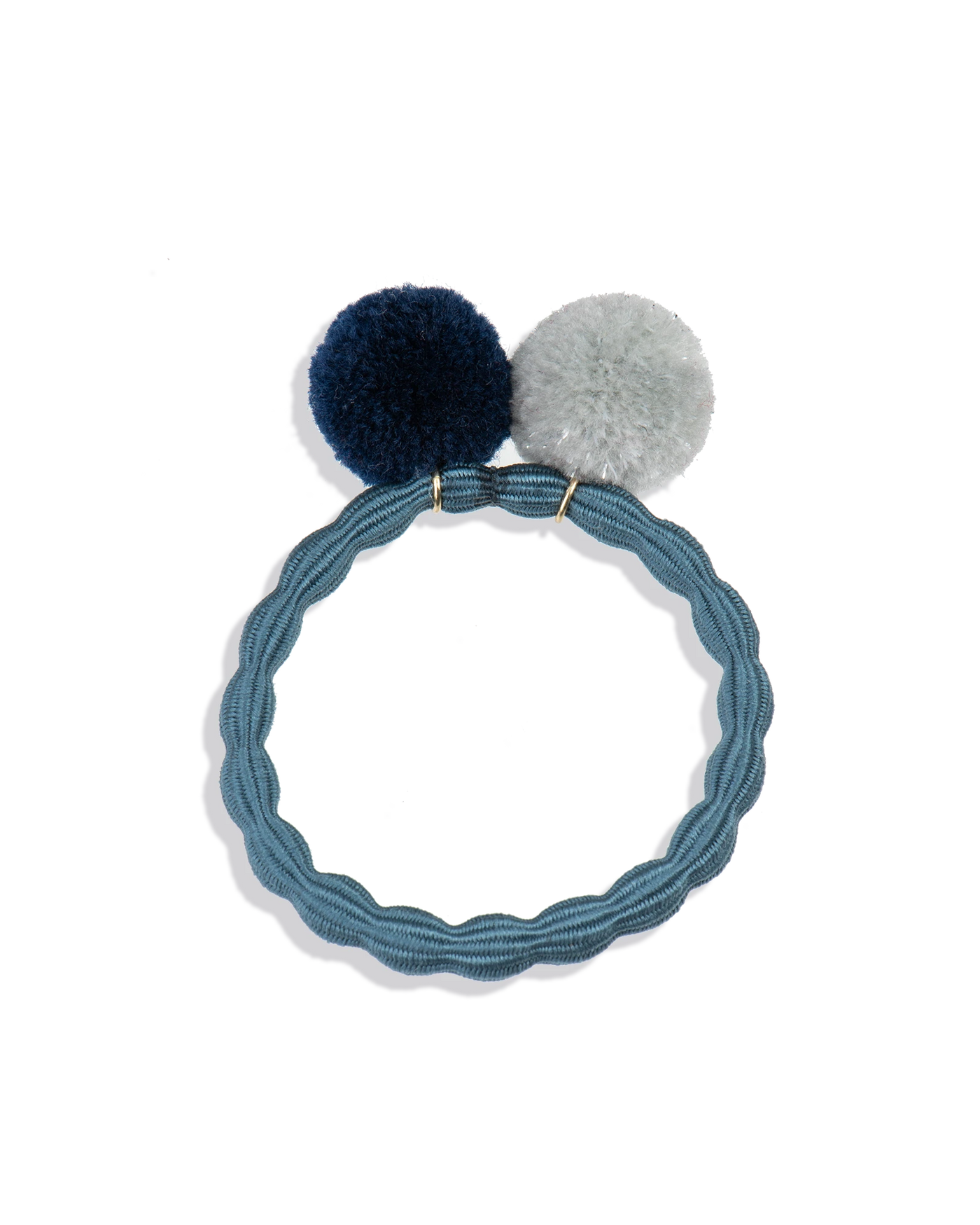 KKNEKKI POMPOM DUSTYBLUE W SILVER-NAVY