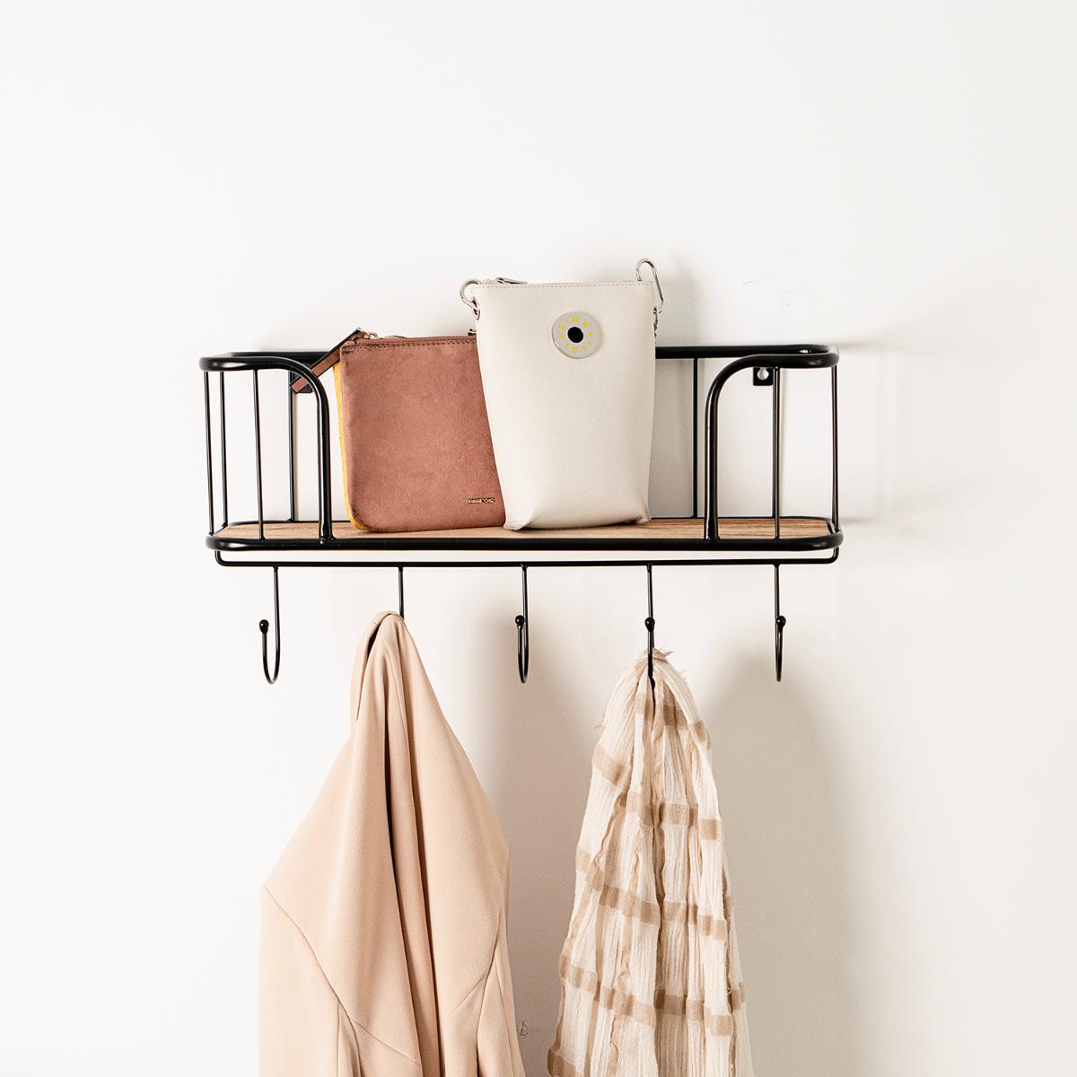 PERCHERO DE PARED ACERO Y PAULOWNIA