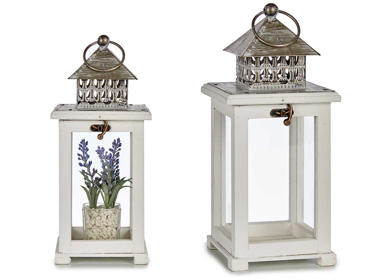 FAROL MADERA CUADRADO REJILLA BLANCA