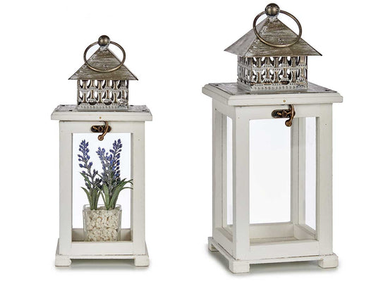 FAROL MADERA CUADRADO REJILLA BLANCA