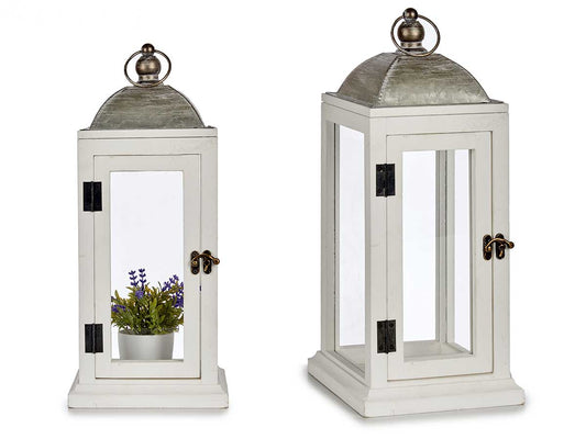 FAROL MADERA BLANCA RECTANGULAR MEDIANO