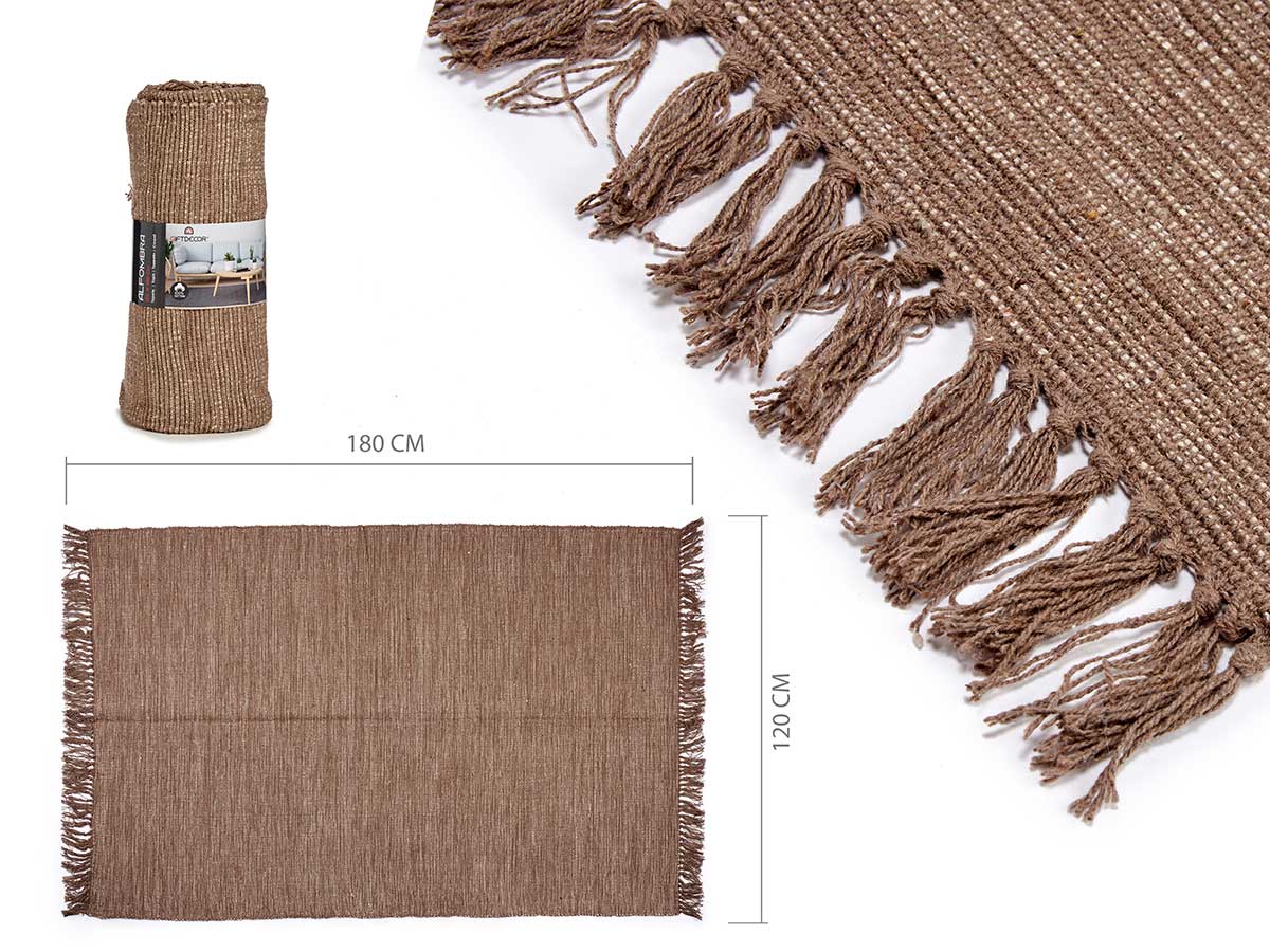 ALFOMBRA DE ALGODON MARRON 120X180CM