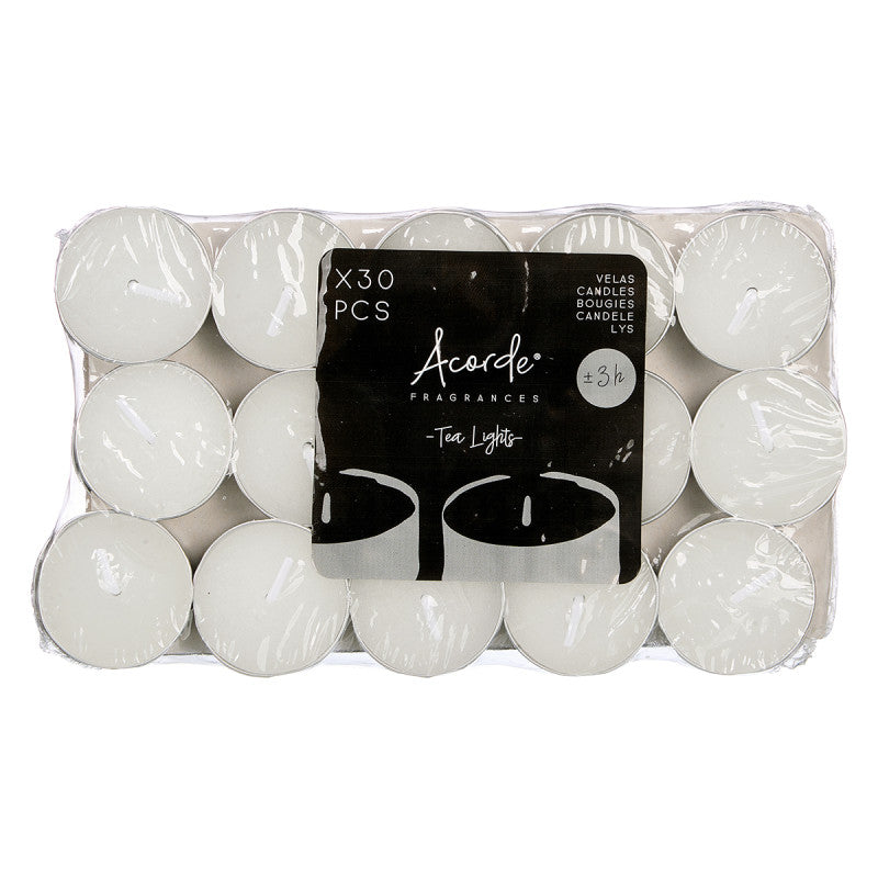 SET 30 TEA LIGHT BLANCO 3H
