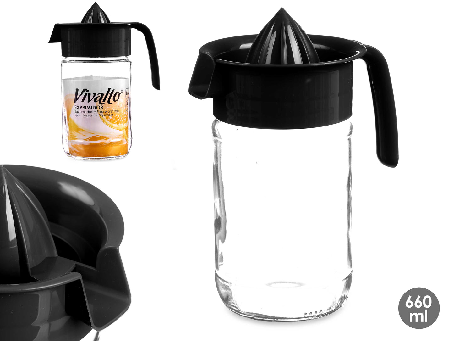 EXPRIMIDOR CRISTAL 660ML NEGRO