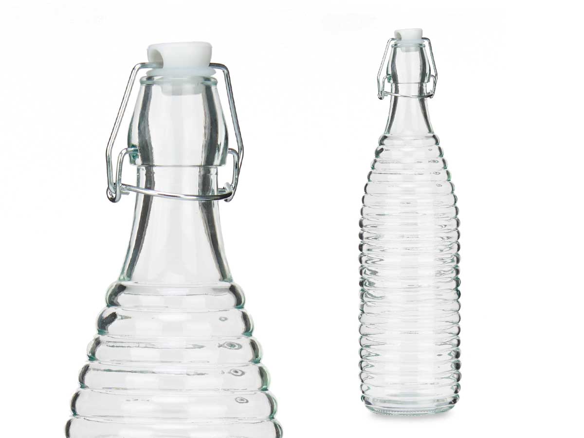 BOTELLA VIDRIO OPTICA 1L RAYAS HORIZONTAL