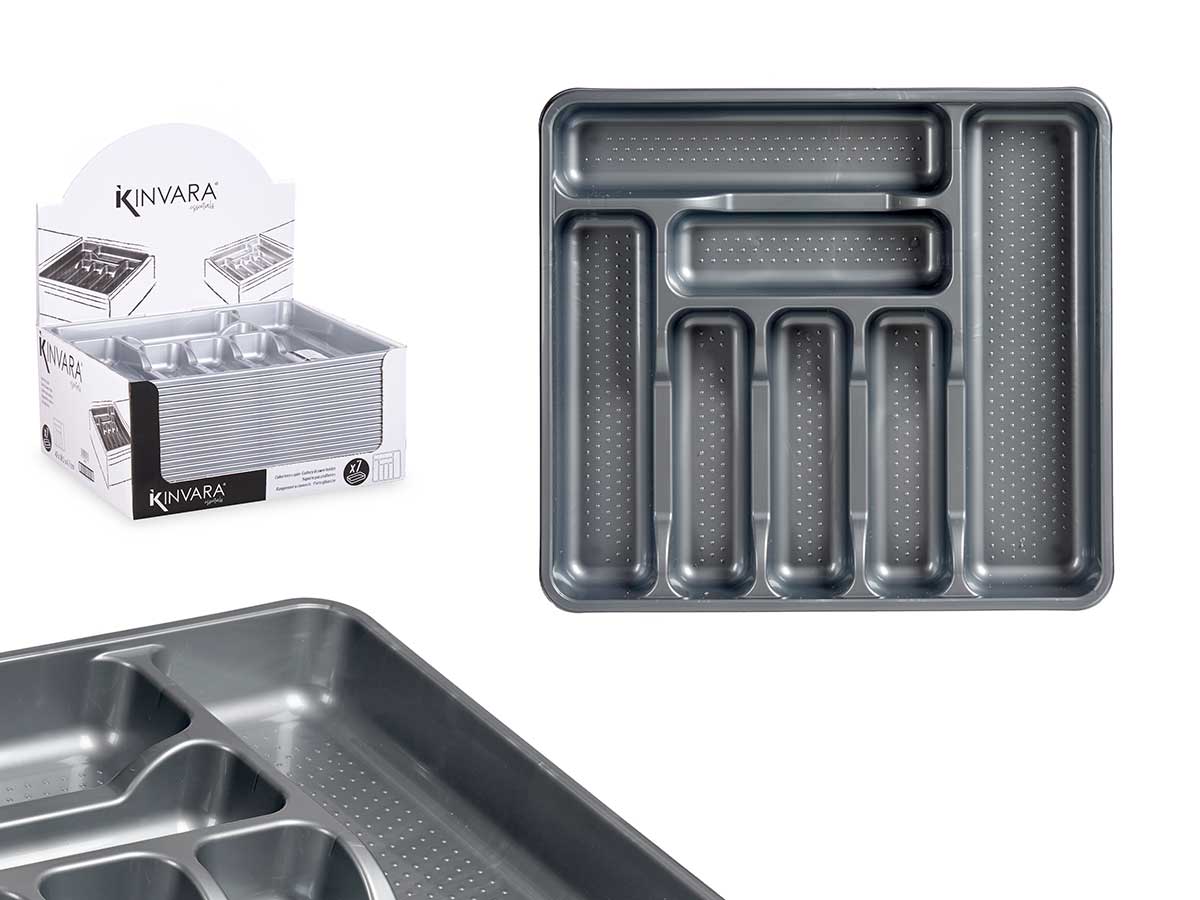 CUBERTERO PLASTICO 7 DEPARTAMENTOS GRIS