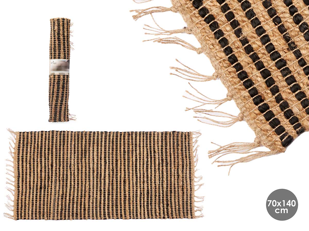 ALFOMBRA NATURAL NEGRA DOBLE 70X140CM