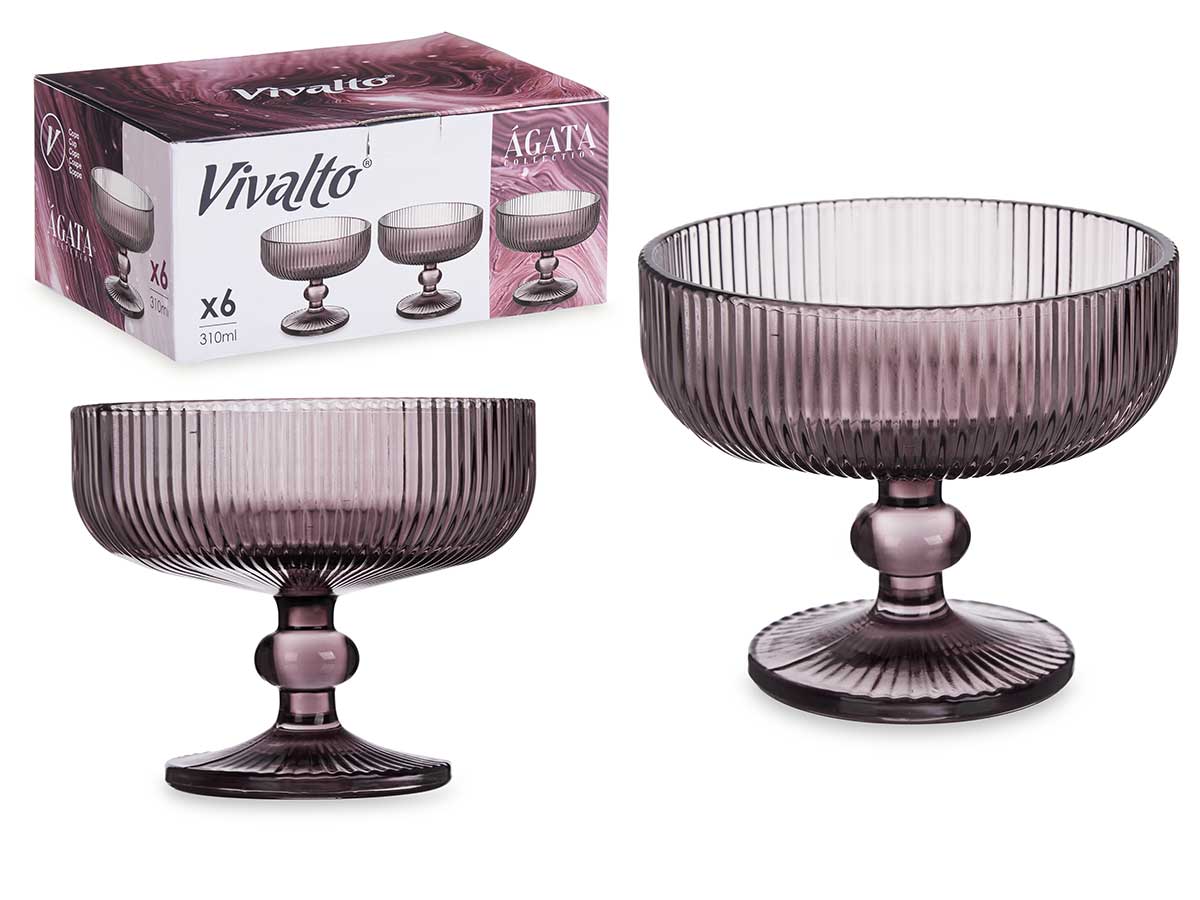 COPA HELADO ROSA RAYAS 310ML