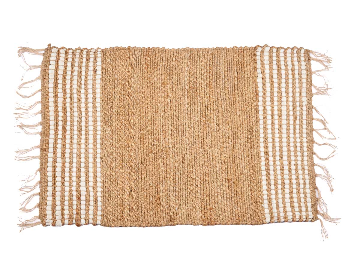 ALFOMBRA NATURAL BLANCA RAYAS 60X90CM