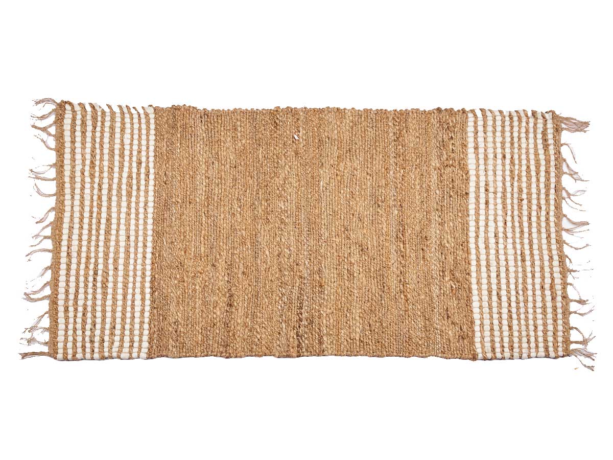 ALFOMBRA NATURAL RAYAS BLANCA 70X140CM