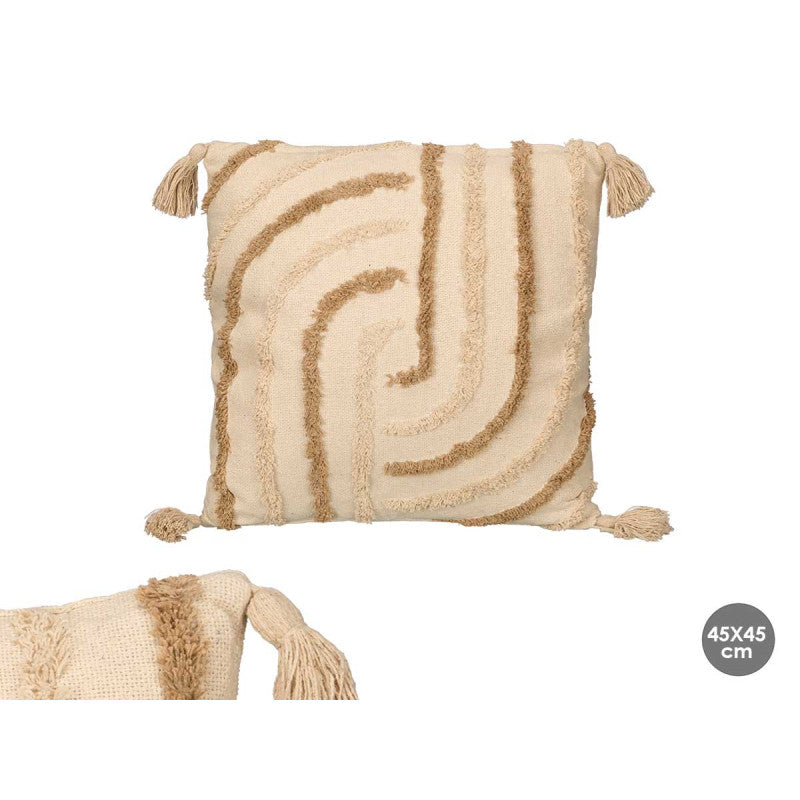 COJIN RAYAS BORDADO MARRON 45X45CM