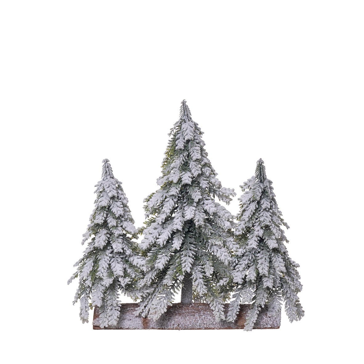 ARBOLES NAVIDEÑOS CON BASE DE MADERA 35X35CM