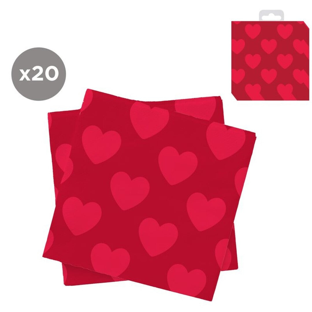 JUEGO 20 SERVILLETAS 33CM SAN VALENTIN