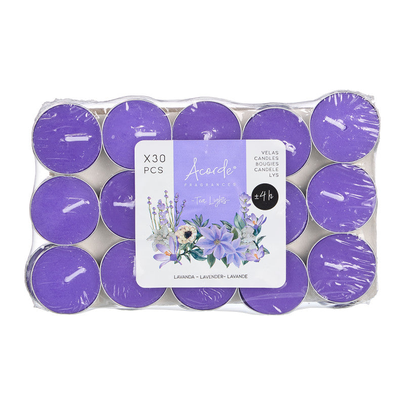 SET 30 TEA LIGHT LAVANDA 3H
