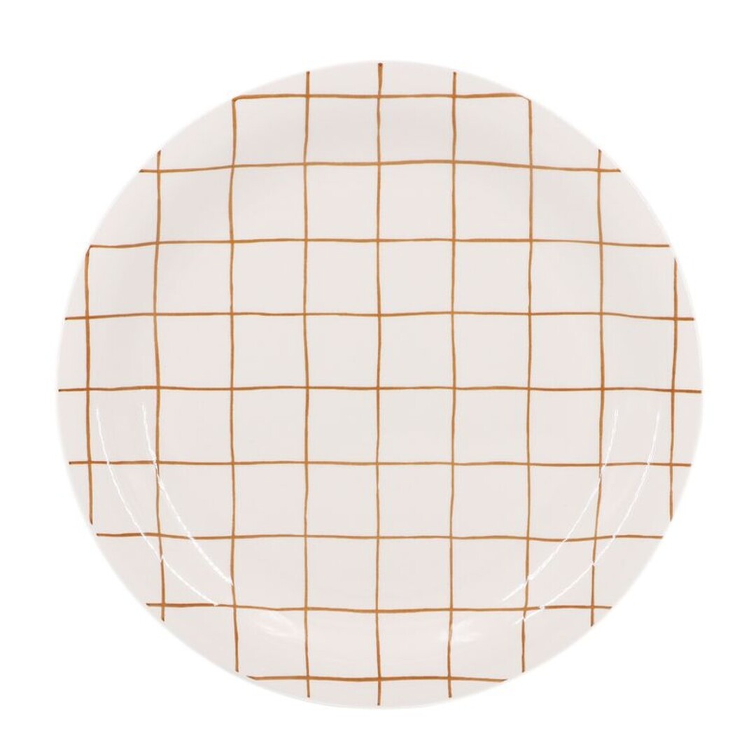 PLATO LLANO 27CM CUADROS AMARILLO