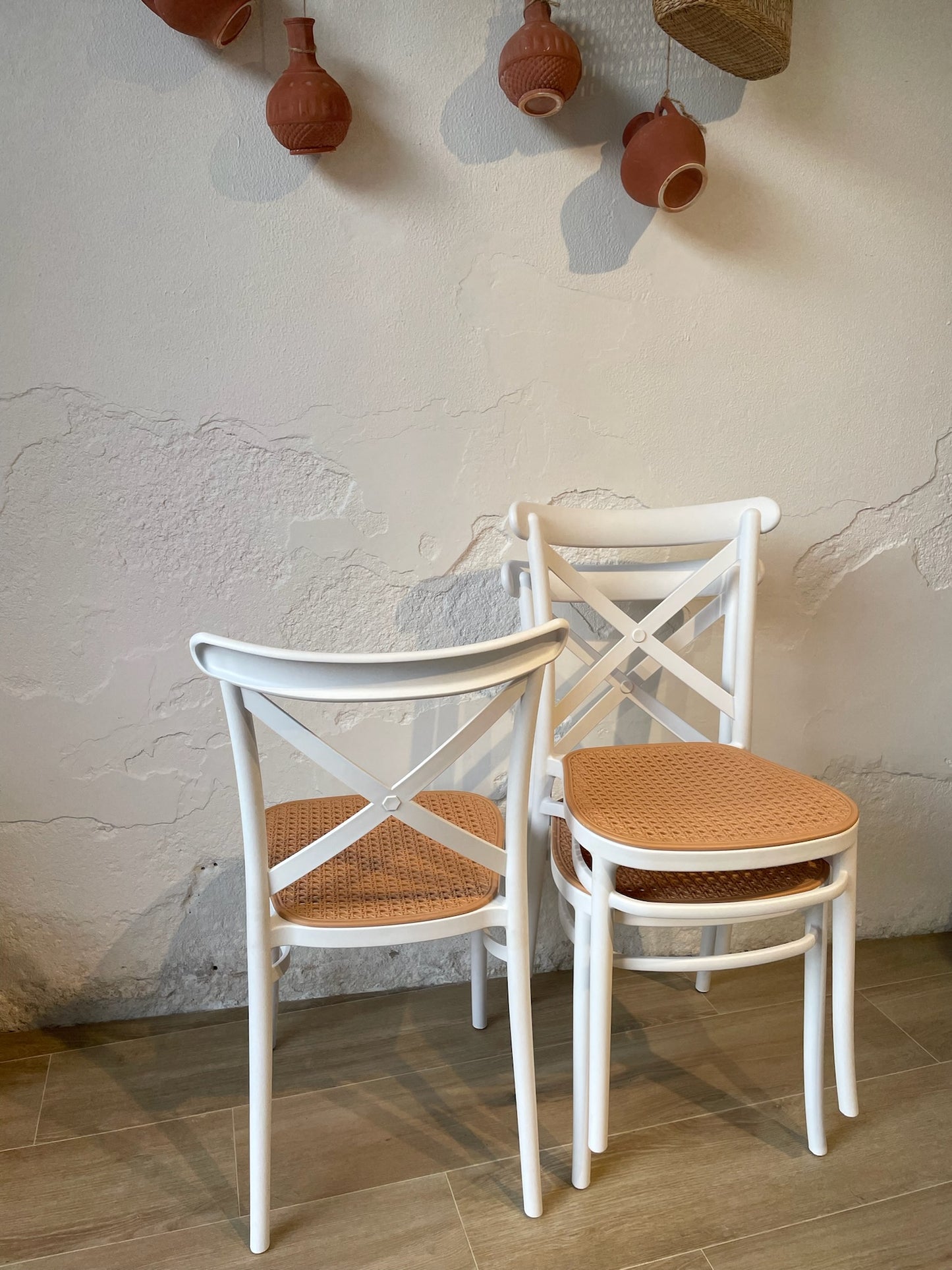 SILLA RATAN PLASTICO BLANCA