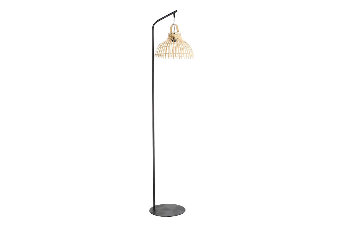 LAMPARA PIE METAL RATAN 40X40X160 BIMBRE NATURAL