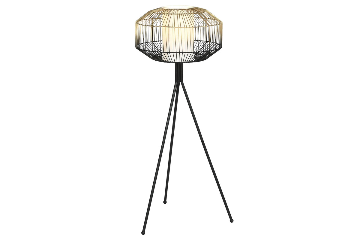 LAMPARA PIE HIERRO ALGODON 39X39X103 NEGRO