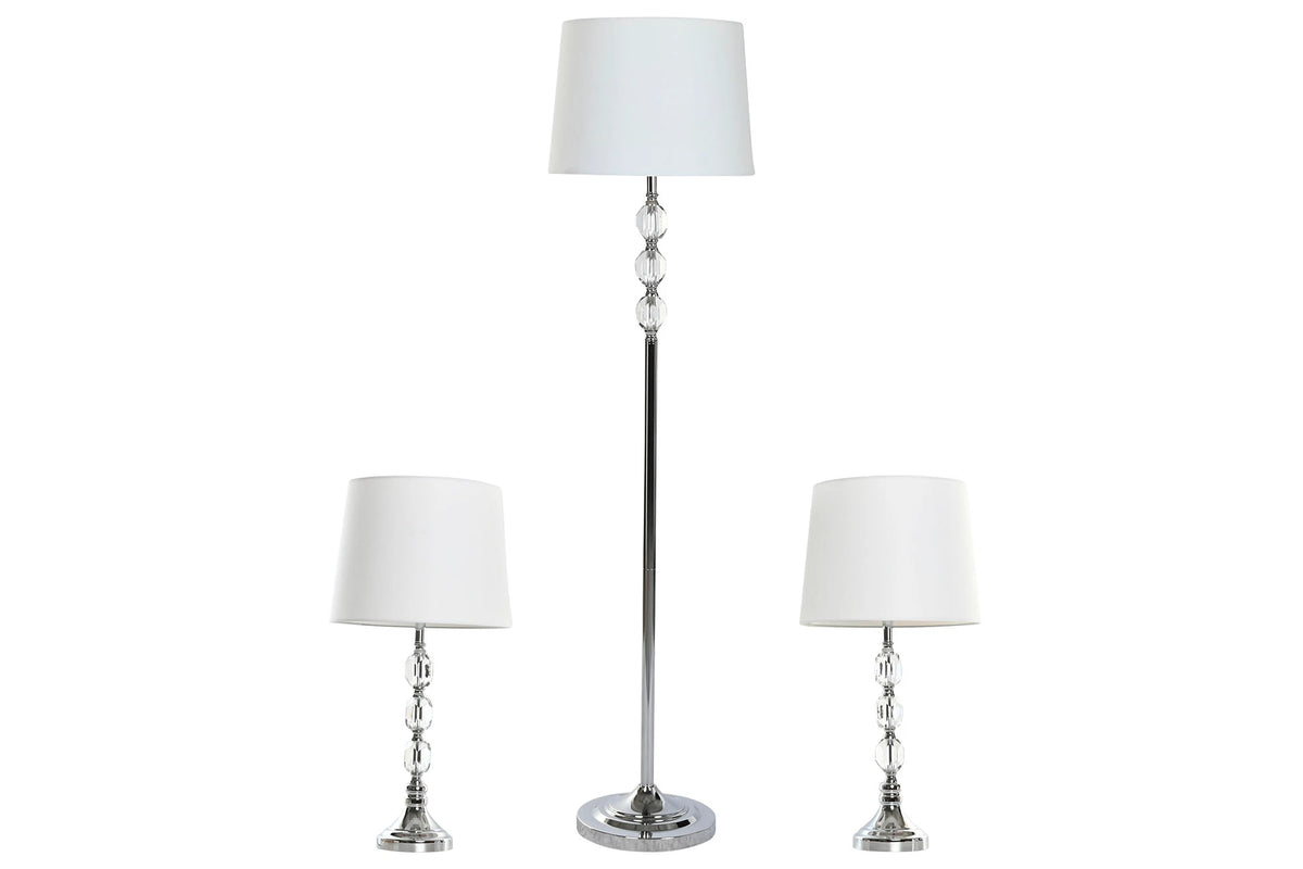 LAMPARA PIE SET 3 CRISTAL 35X35X150 CON 2 DE SOBRE