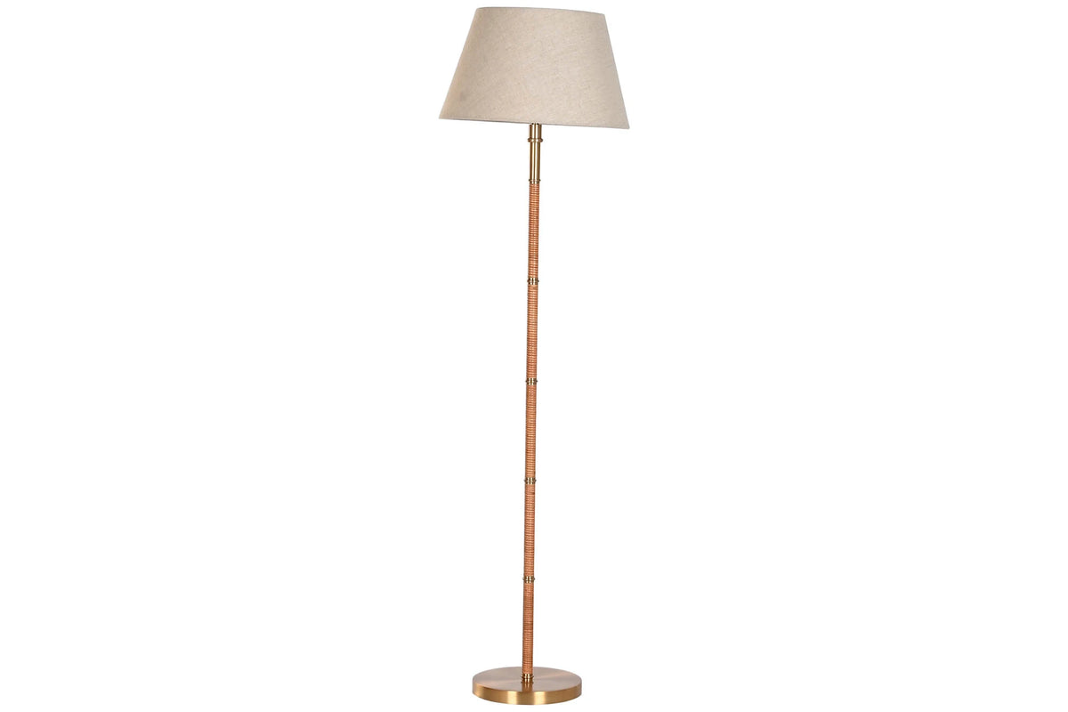 LAMPARA PIE LATON RATAN 28X42X152 NATURAL
