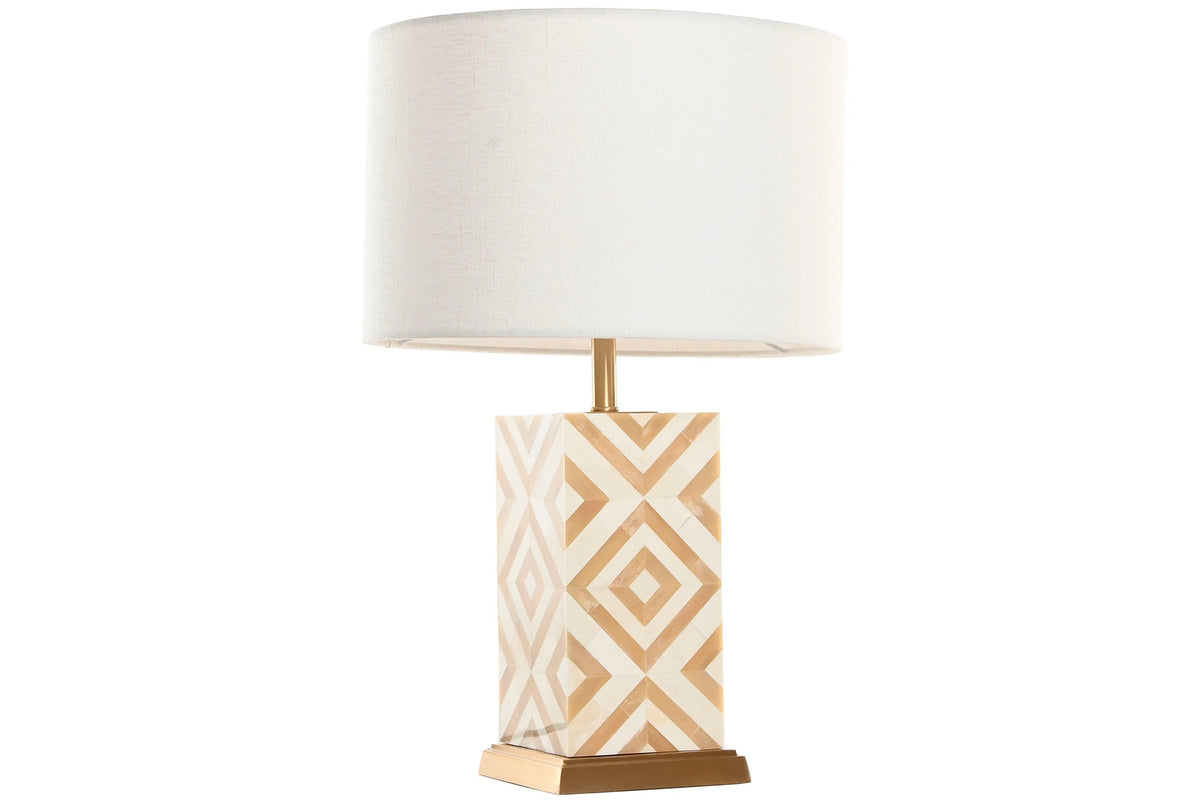 LAMPARA SOBREMESA LATON HUESO 36X36X45 DORADO