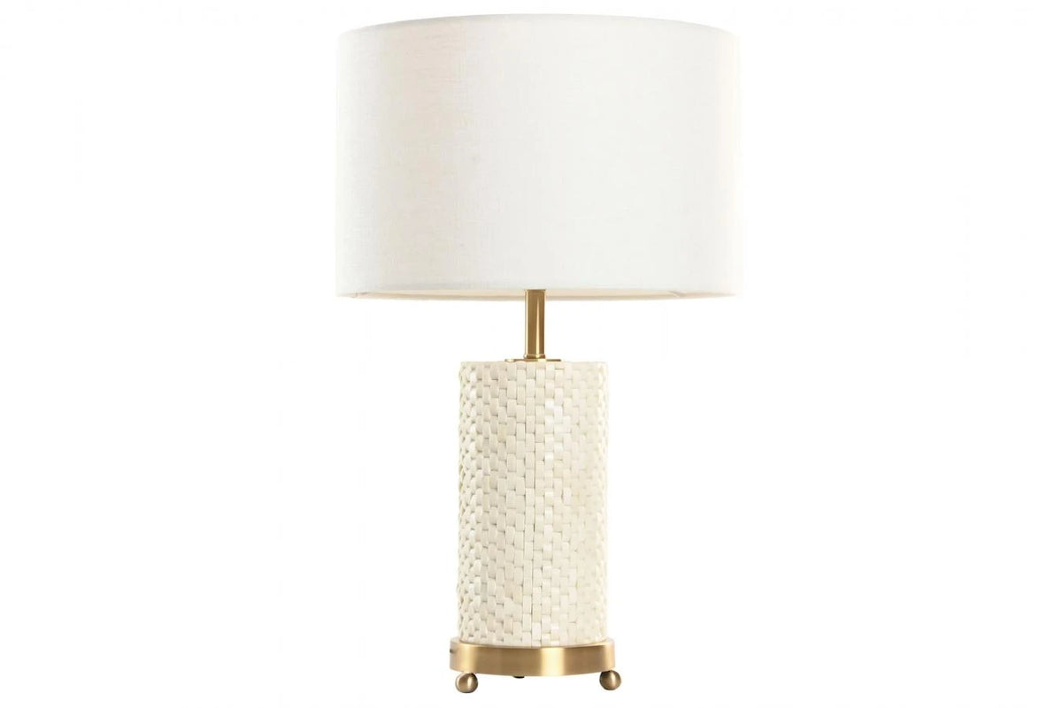 LAMPARA SOBREMESA LATON HUESO 36X36X46 BLANCO