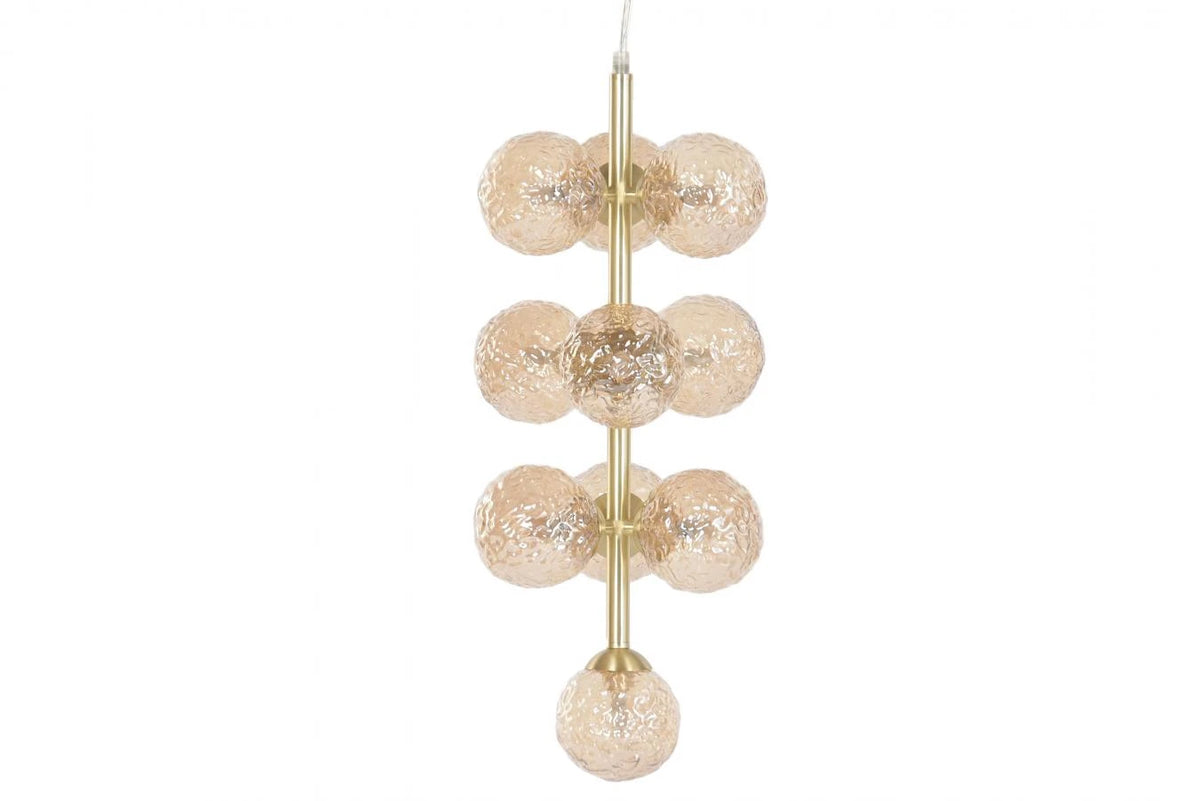 LAMPARA TECHO CRISTAL METAL 24X24X60 BOLAS DORADO