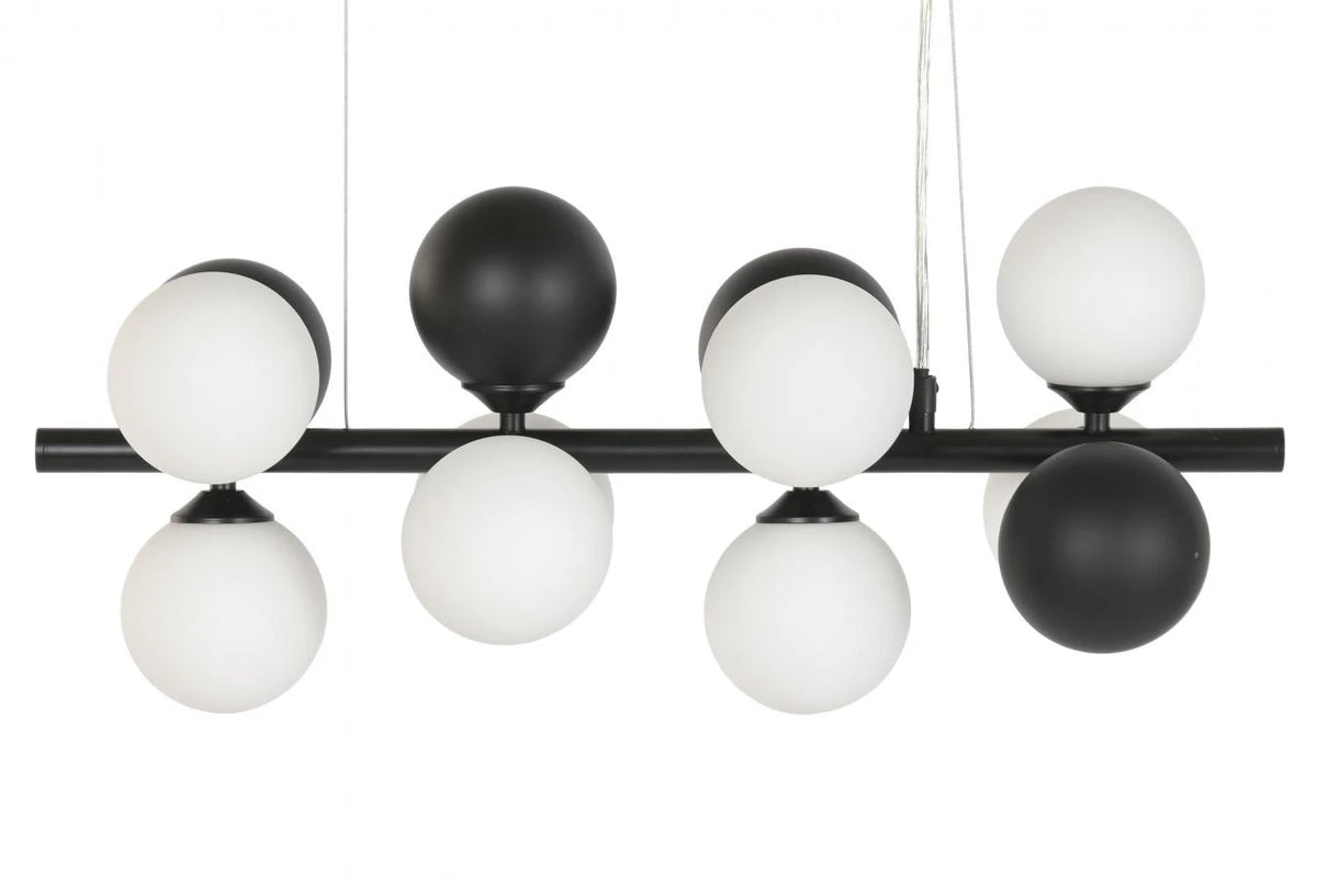 LAMPARA TECHO METAL CRISTAL 60X20X96 BOLAS NEGRO