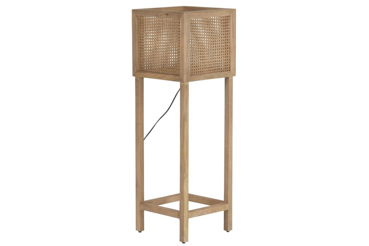 LAMPARA PIE MANGO FIBRA 32X32X100 NATURAL MARRON