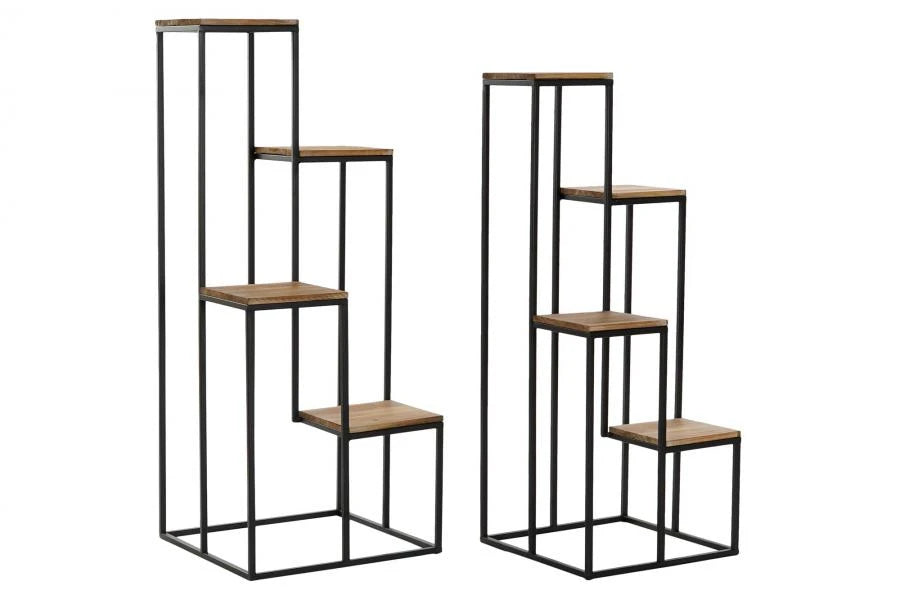 REPISA SET 2 METAL ABETO 40X40X100 MACETAS NEGRO
