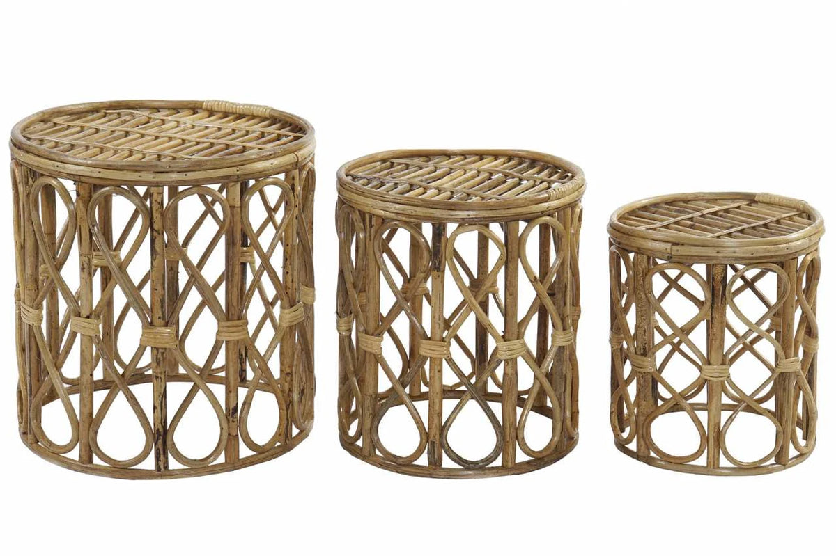 MESITA AUXILIAR SET 3 MIMBRE 38X38X43,4 NATURAL