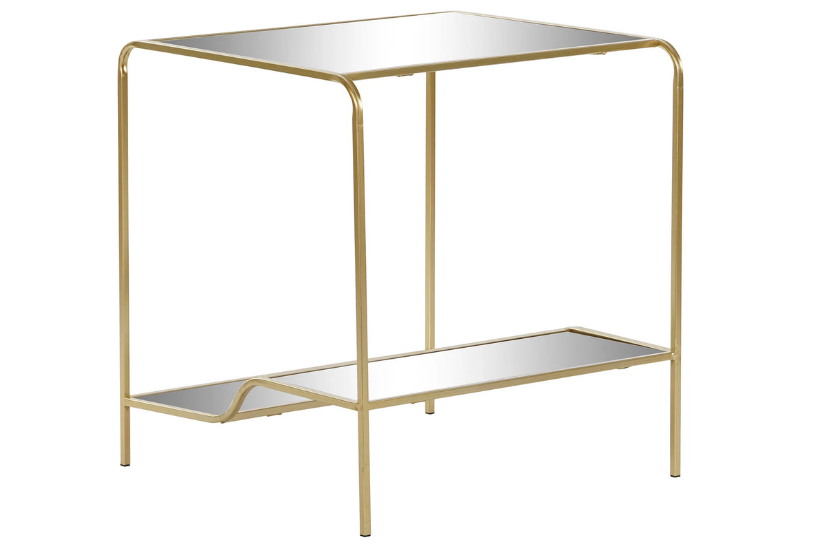 MESITA AUXILIAR METAL ESPEJO 50X50X55 MATE DORADO