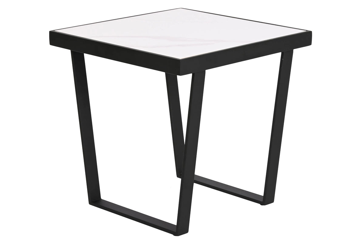MESITA AUXILIAR METAL CERAMICA 50X50X50 BLANCO