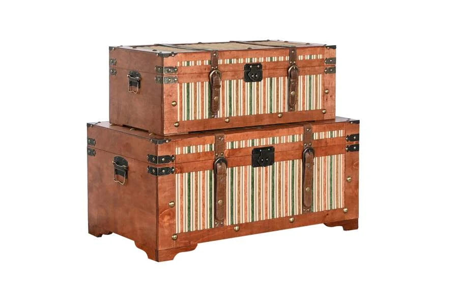 BAUL SET 2 LIENZO MADERA 70X40X34 MARRON