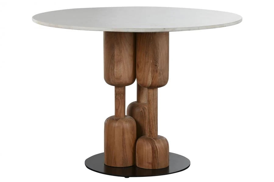 MESA REDONDA COMEDOR ACACIA MARMOL 106X106X76