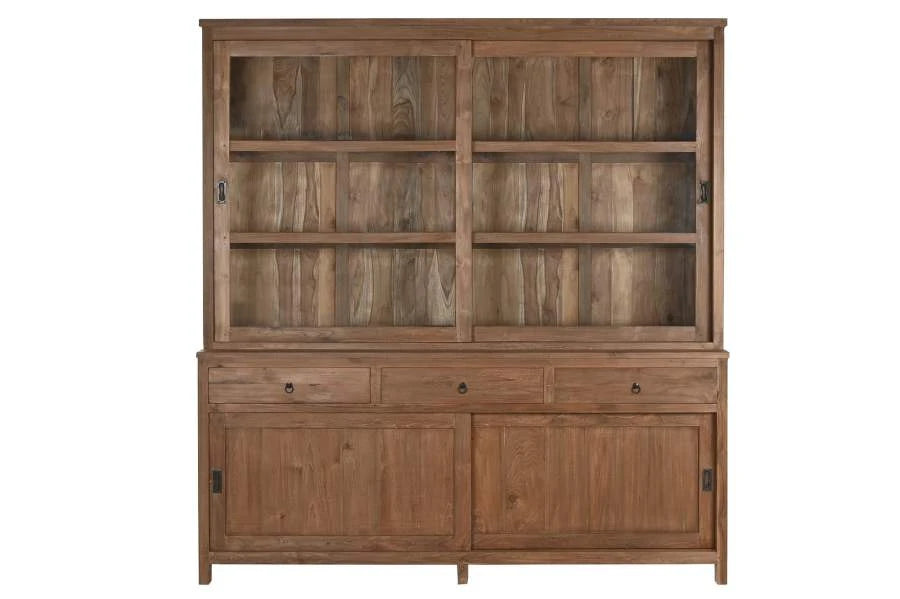 VITRINA TECA RECICLADA 200X50X220 DOS CUERPOS