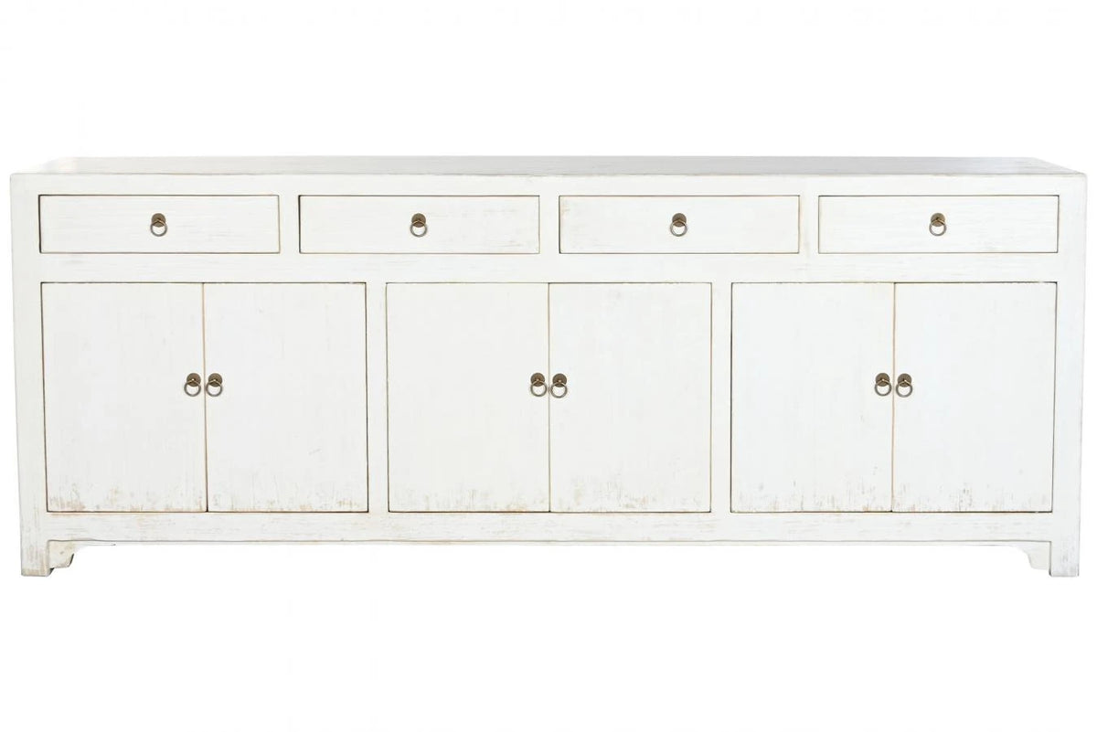 APARADOR OLMO MACIZO 220X42X85 6 PUE 4 CAJ BLANCO