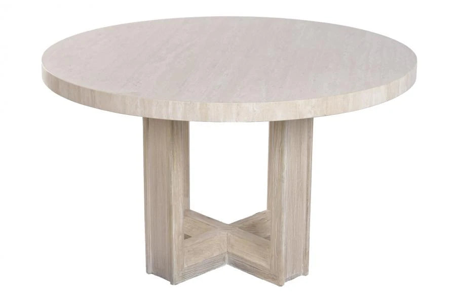 MESA REDONDA COMEDOR OLMO MACIZO MARMOL 130X130X76
