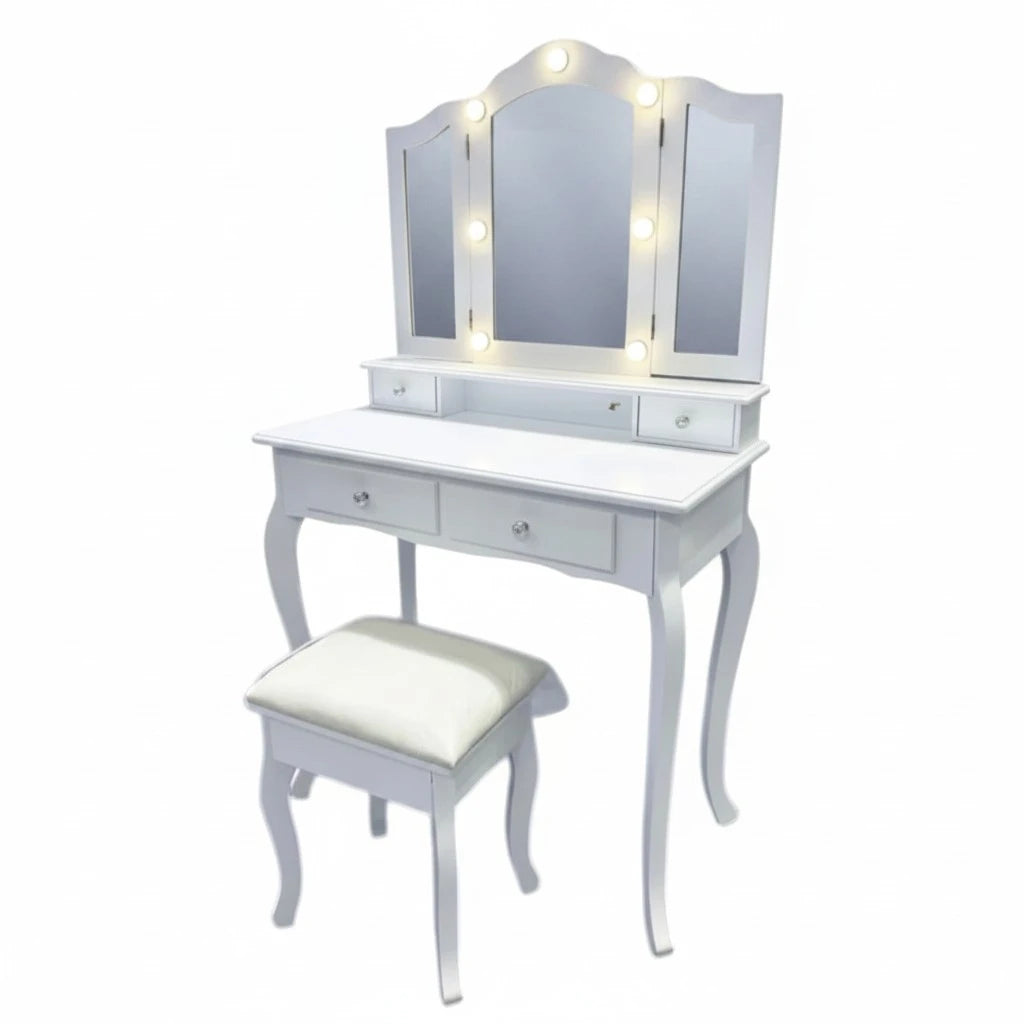 TOCADOR SET 2 LED MDF 80X40X139 ENCHUFE EU BLANCO