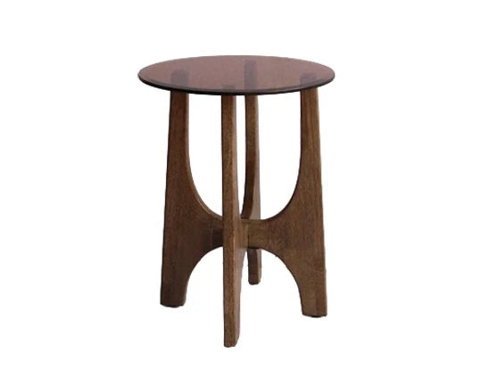 MESITA AUXILIAR MADERA DE CAUCHO CRISTAL 40X40X54