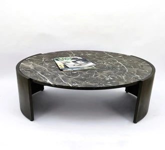 MESA CENTRO METAL MARMOL 84X80X42 MARRON