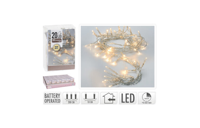 LUCES LED XMAS 20 PIEZAS CON TEMPORIZADOR