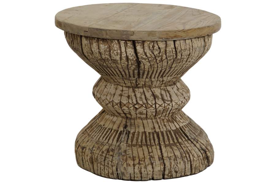 MESITA AUXILIAR TECA 39X39X45 BASE ANTIGUA NATURAL